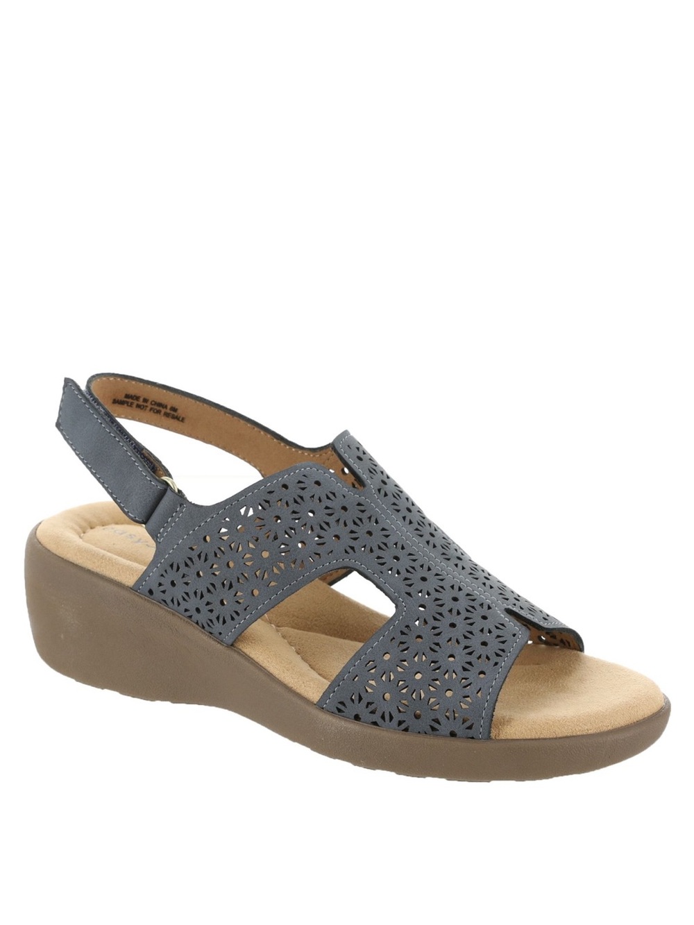 Easy Spirit Women's Kali Low Wedge Slingback comfy Sandals blue size 9
